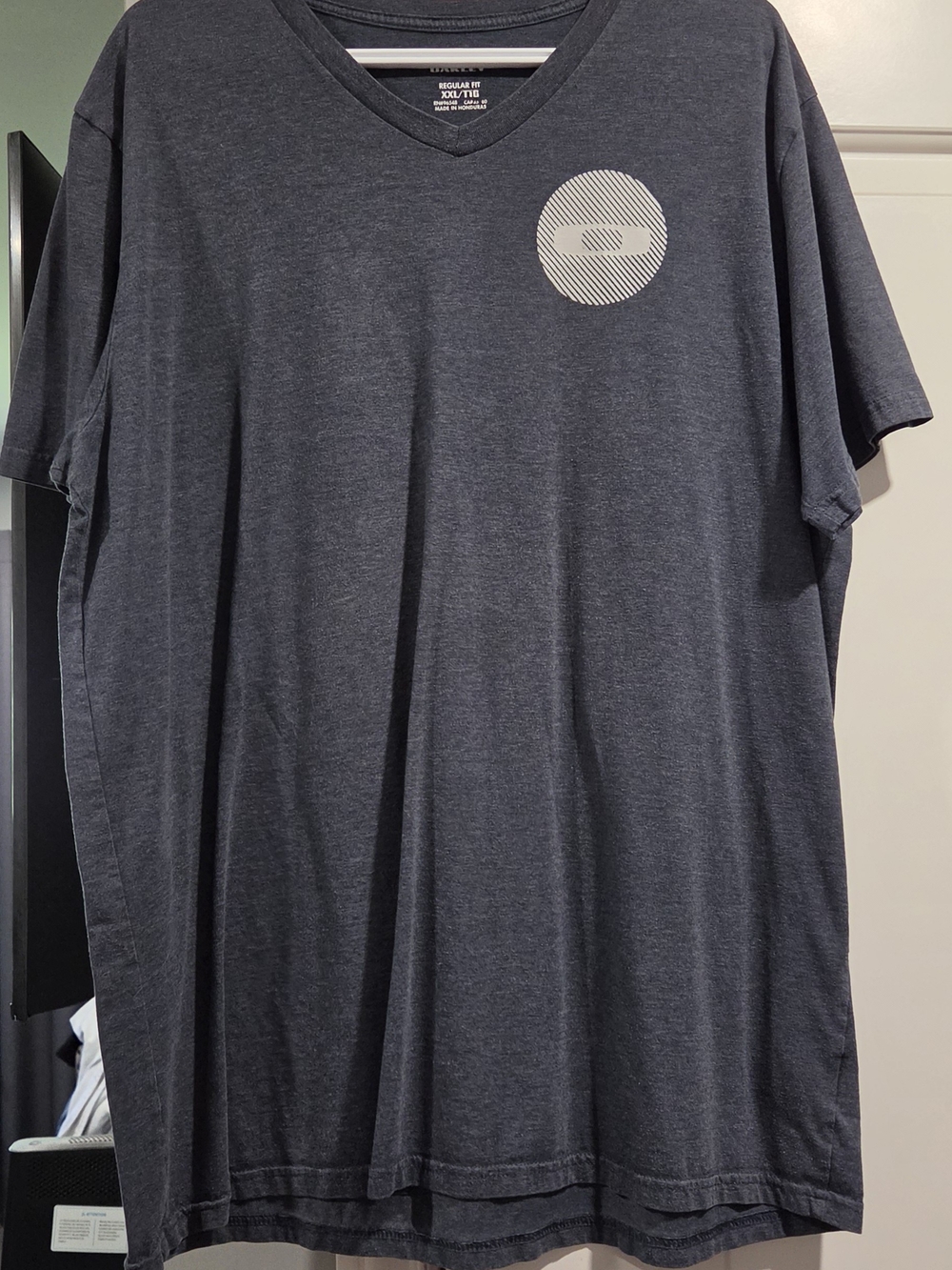Oakley Men's Charcoal V-Neck Tee with Subtle Logo